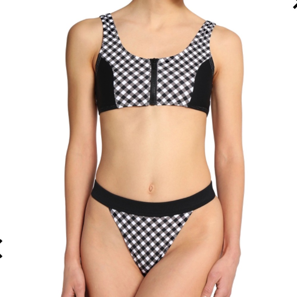 TART Riley zip-detailed paneled gingham bikini - Picture 1 of 5